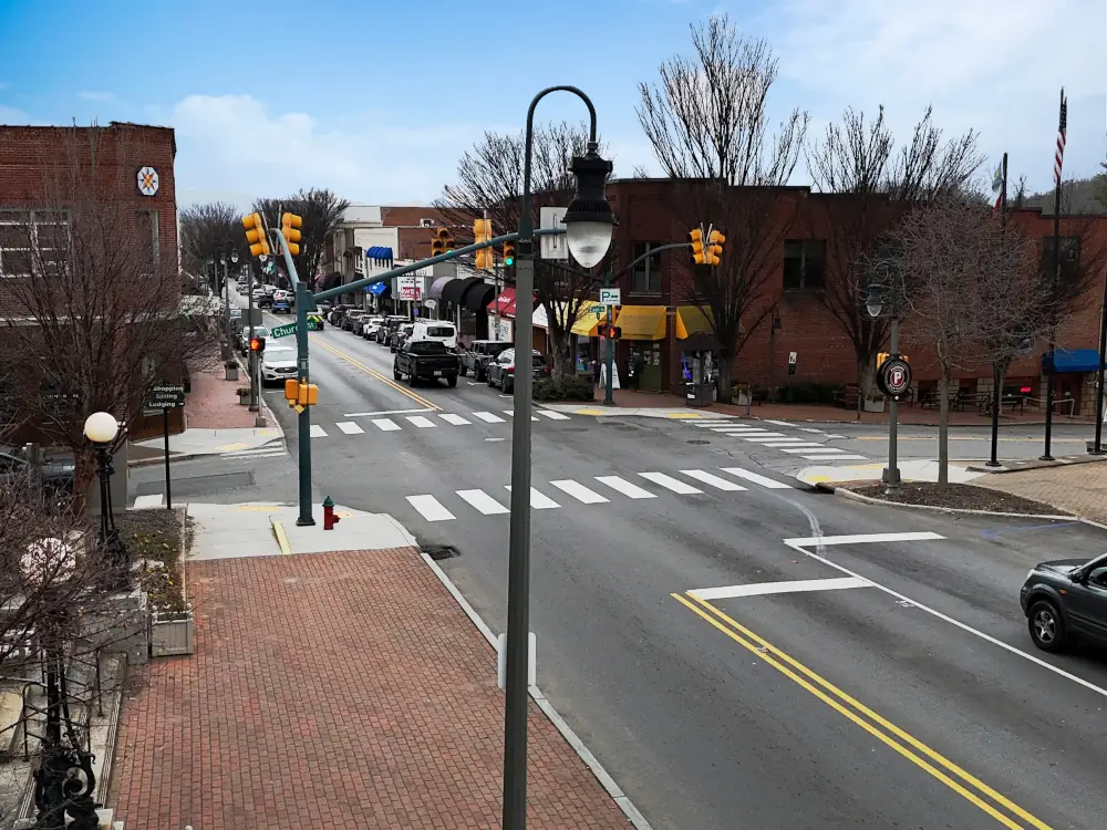 Arial Shot of Downtown Waynesville in 2024